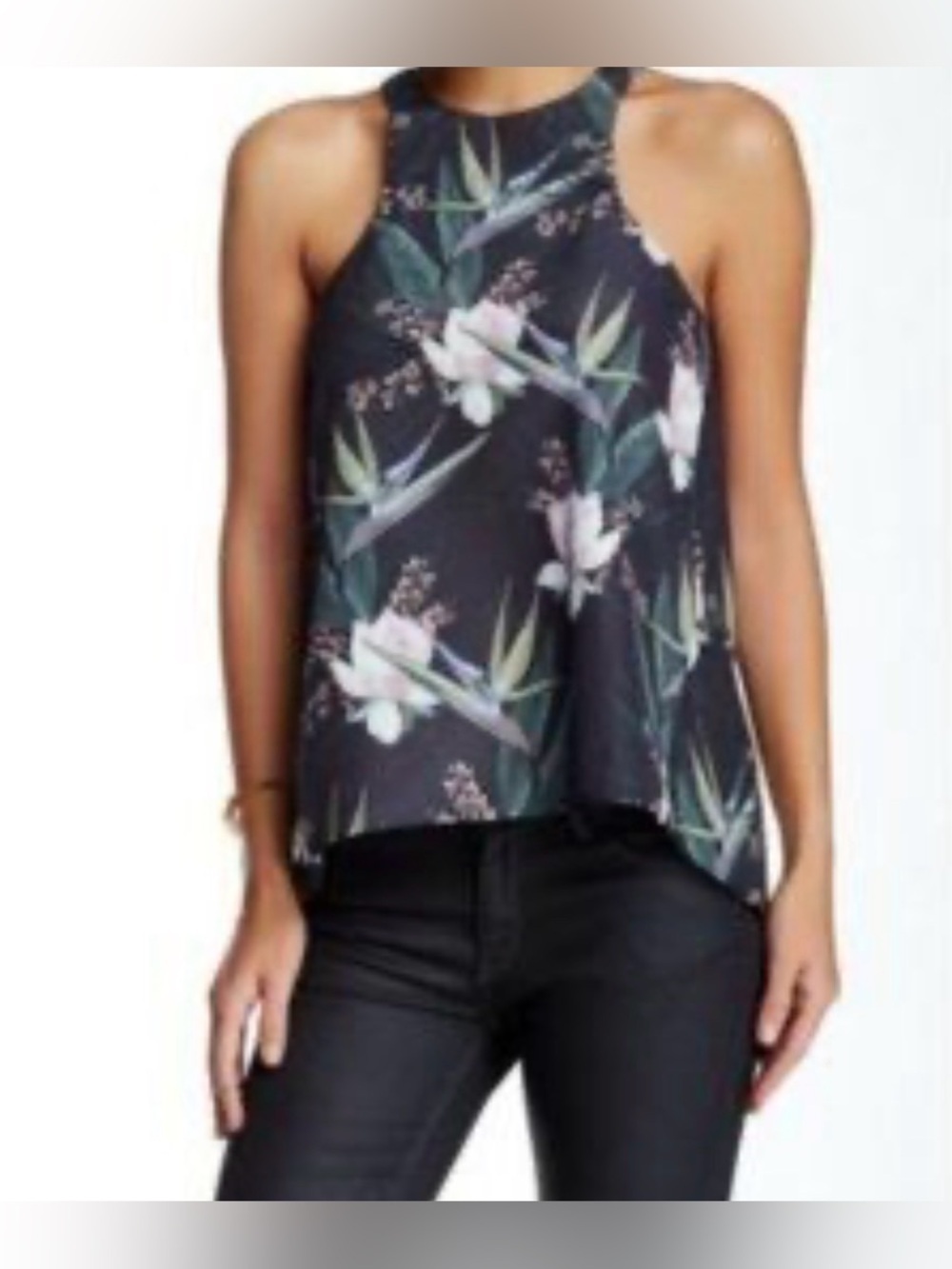 Stylestalker Sleeveless Floral Halter swingy trapeze tank GORGEOUS fabric